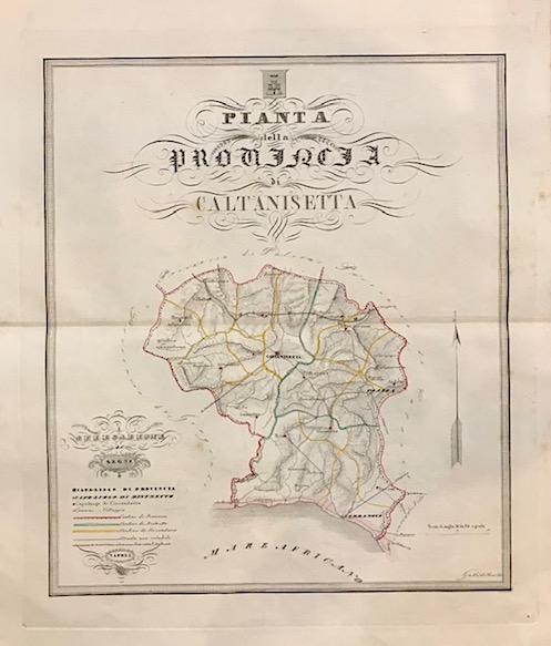 De Sanctis Gabriello Pianta della Provincia di Caltanisetta 1856 Napoli 